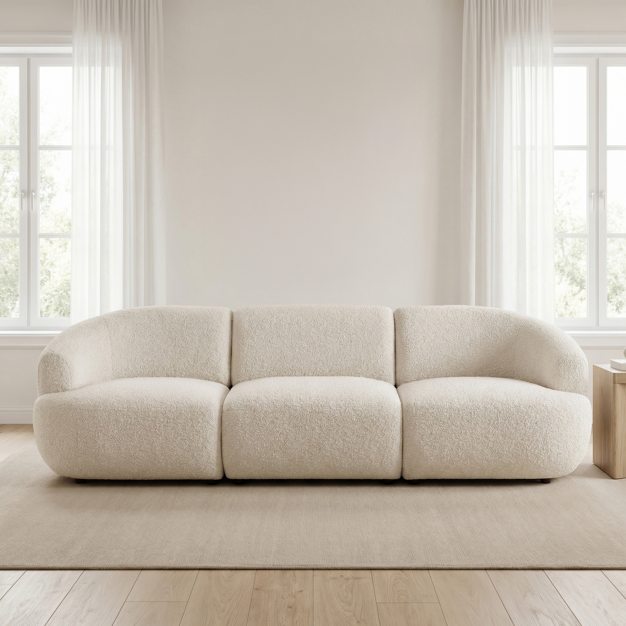 云端触感 | 现代极简羊羔绒云朵沙发