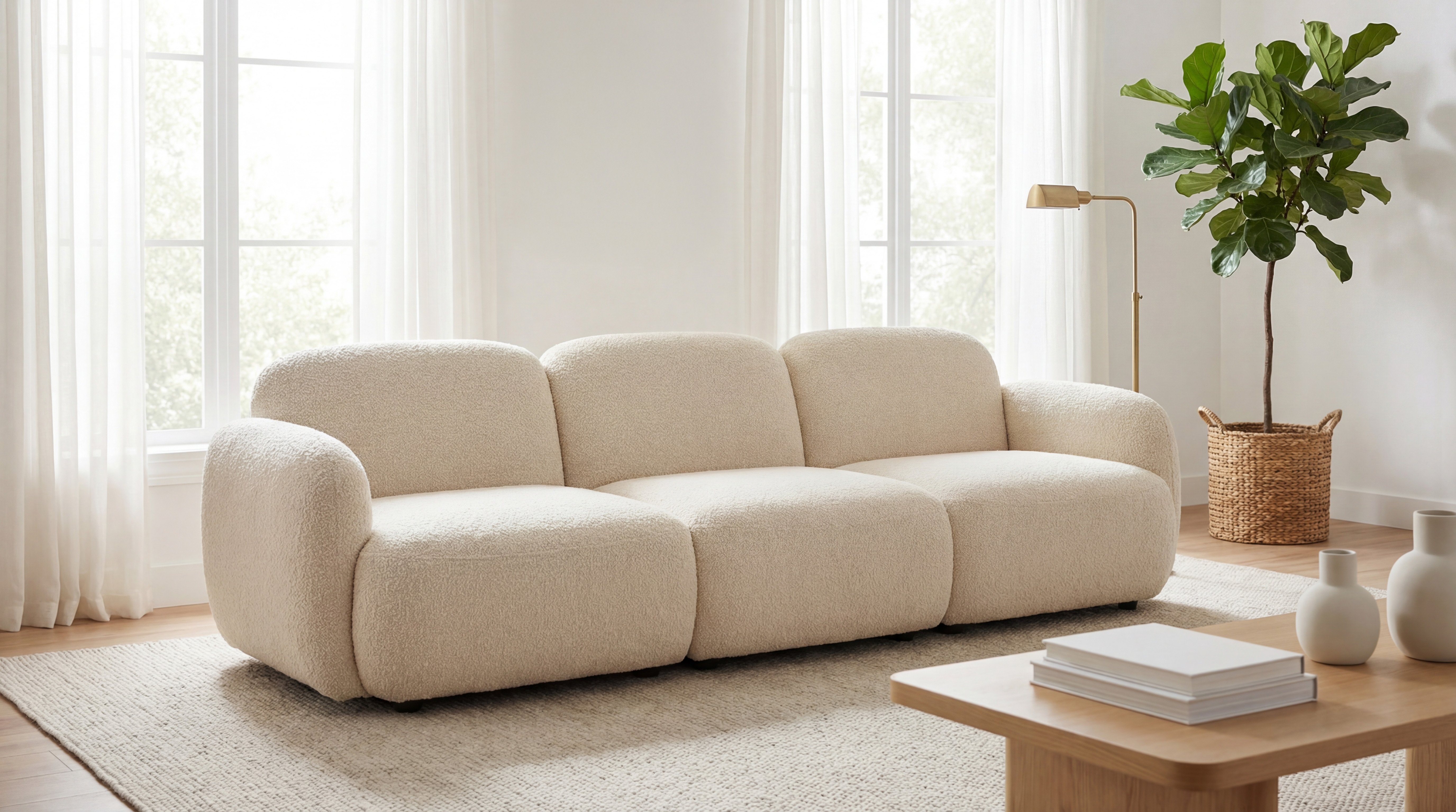 云端触感|现代极简羊羔绒云朵沙发