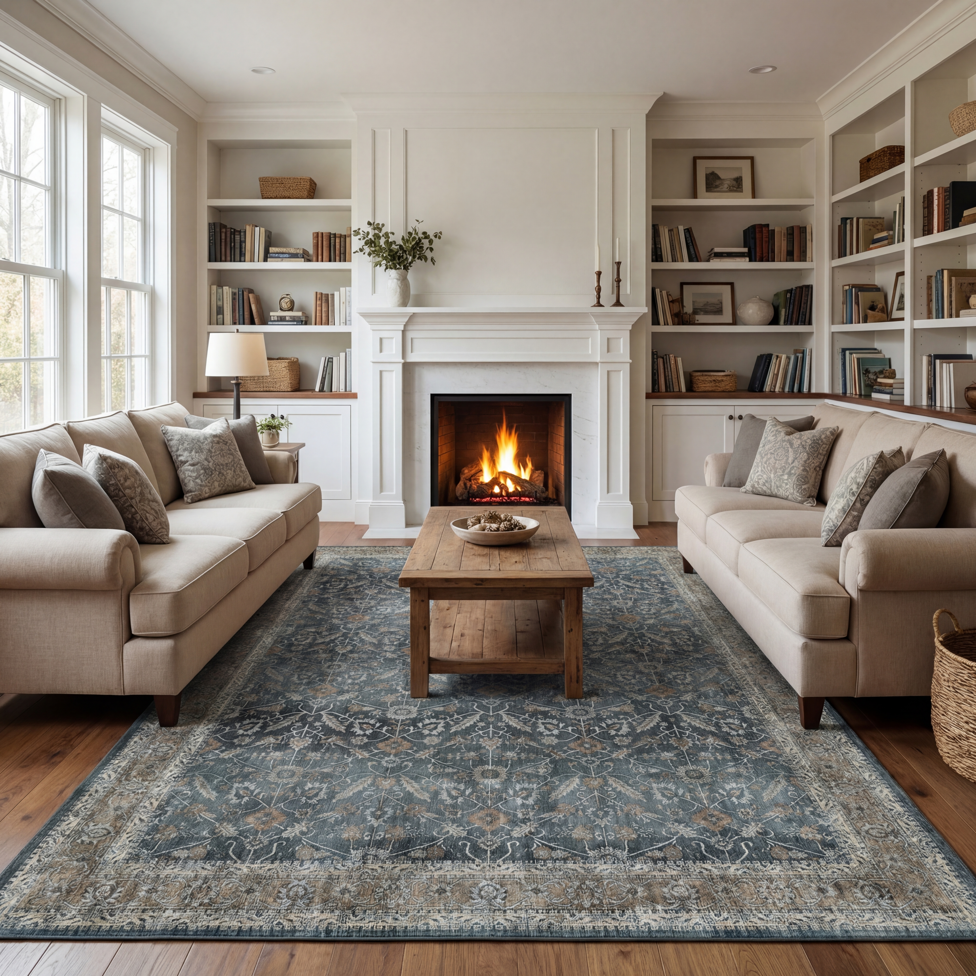 复古风藏青色地毯